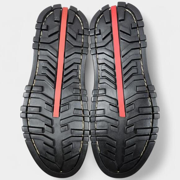 Vintage Prada Red Stripe Platform Boots Black Mens 9 (US 10) Made in Italy - Picture 11 of 16